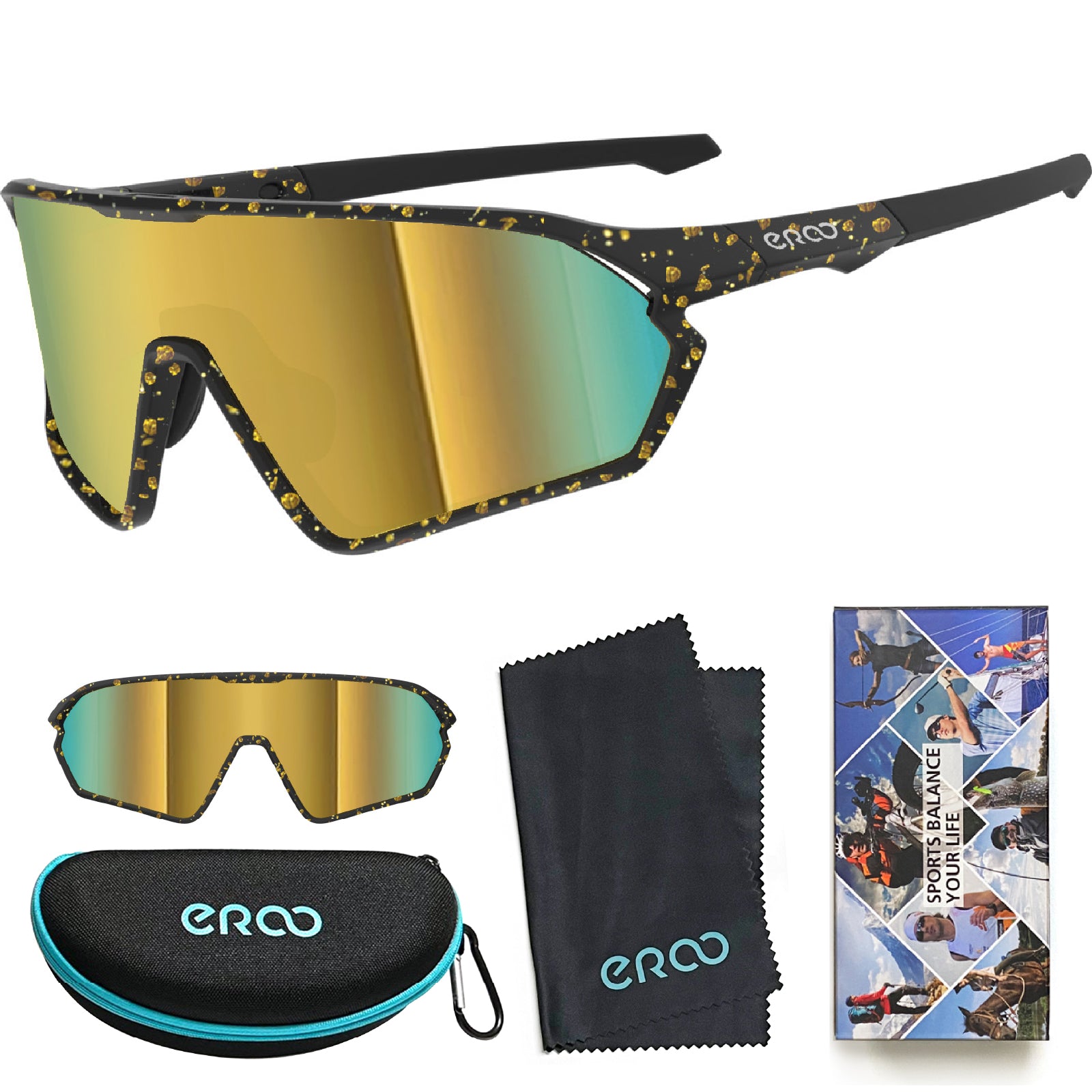 ER00 1206 Youth Baseball Shield Polarized Sunglasses Kids Boys Girls Women Cycling Softball Lightweight Sports Shades Padel