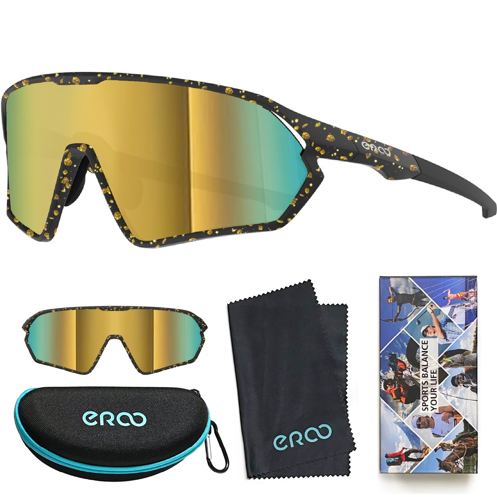 ER00 1206 Youth Baseball Shield Polarized Sunglasses Kids Boys Girls Women Cycling Softball Lightweight Sports Shades Padel