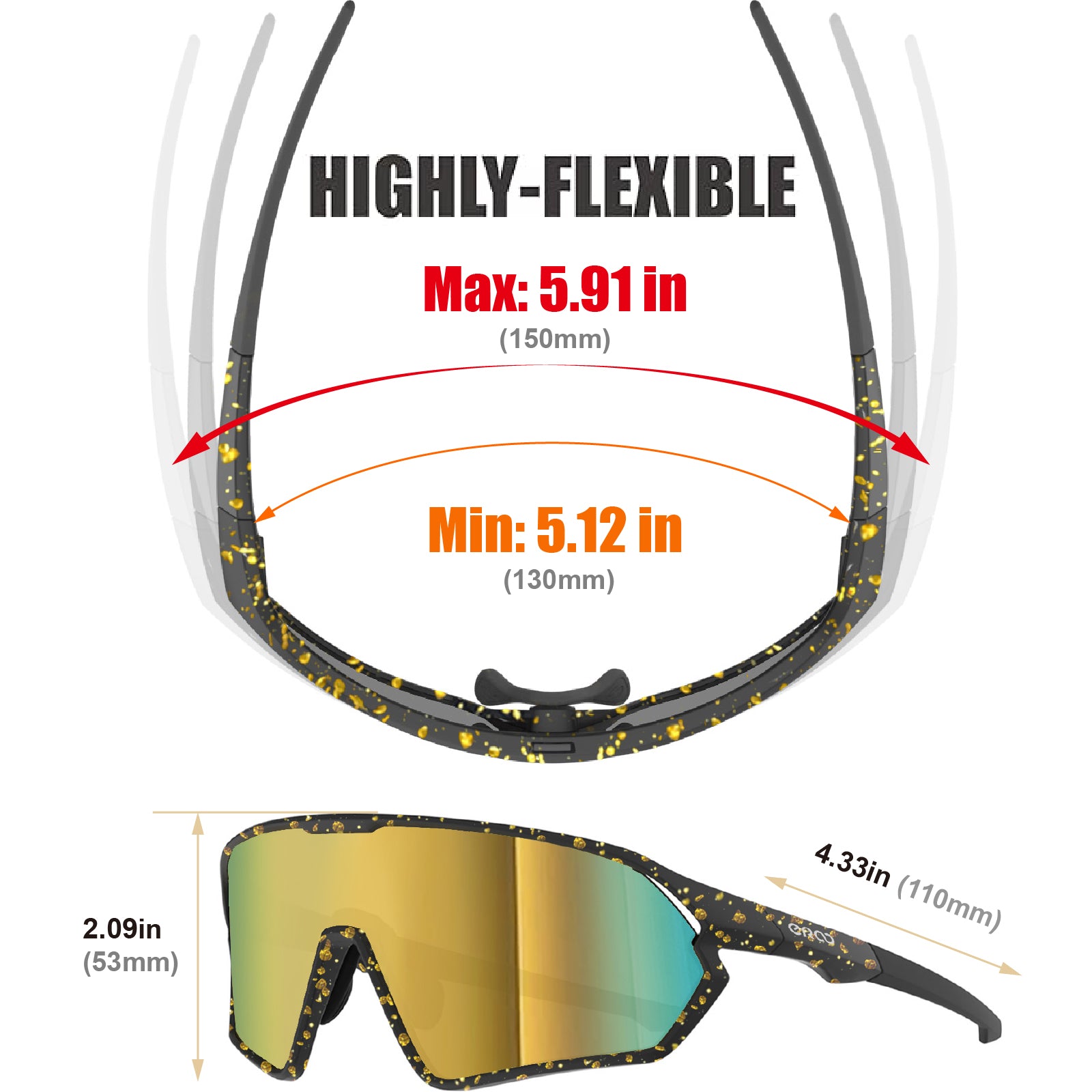 ER00 1206 Youth Baseball Shield Polarized Sunglasses Kids Boys Girls Women Cycling Softball Lightweight Sports Shades Padel