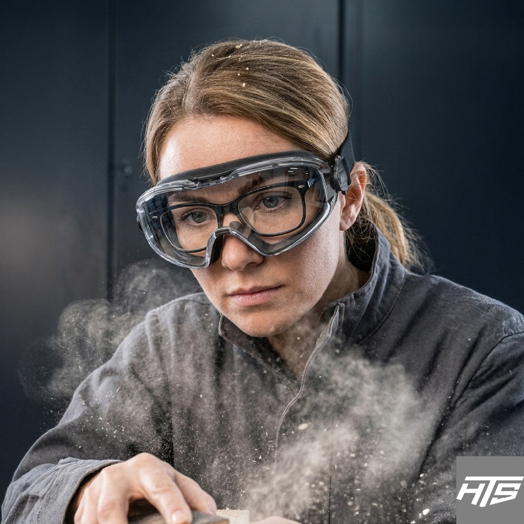 HTS HUNTERSKY G5010 Anti-Fog Tinted Safety Goggles Over Glasses