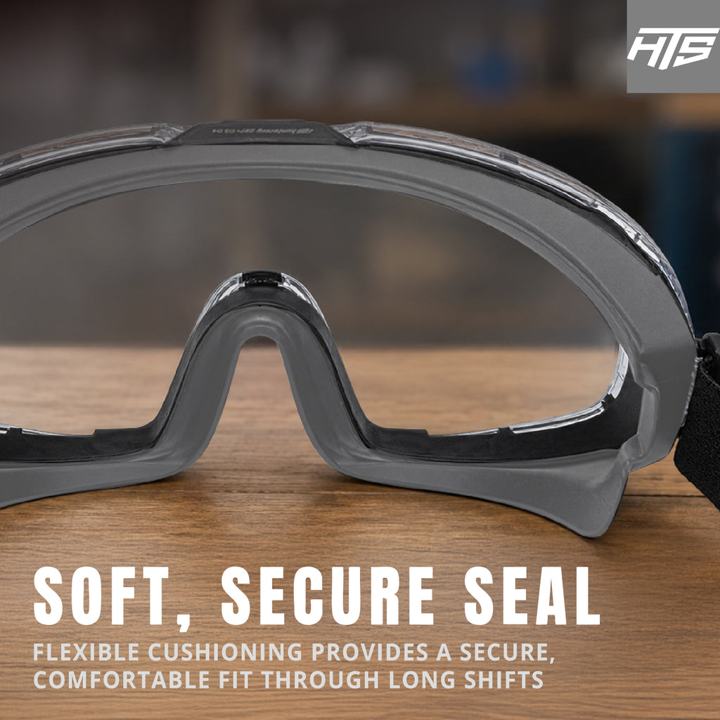 HTS HUNTERSKY G5010 Anti-Fog Tinted Safety Goggles Over Glasses