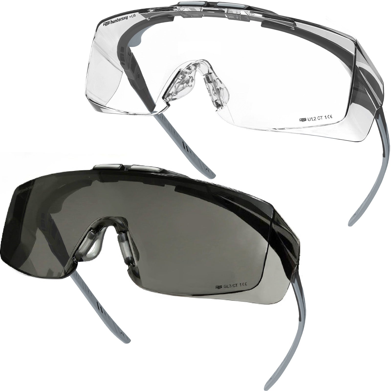 HTS HUNTERSKY 3906 ANSI Z87.1+ Anti Fog Lab Safety Glasses Fit Over Eyeglasses Up to 1.88 inch 100% UV Protective OTG Goggles