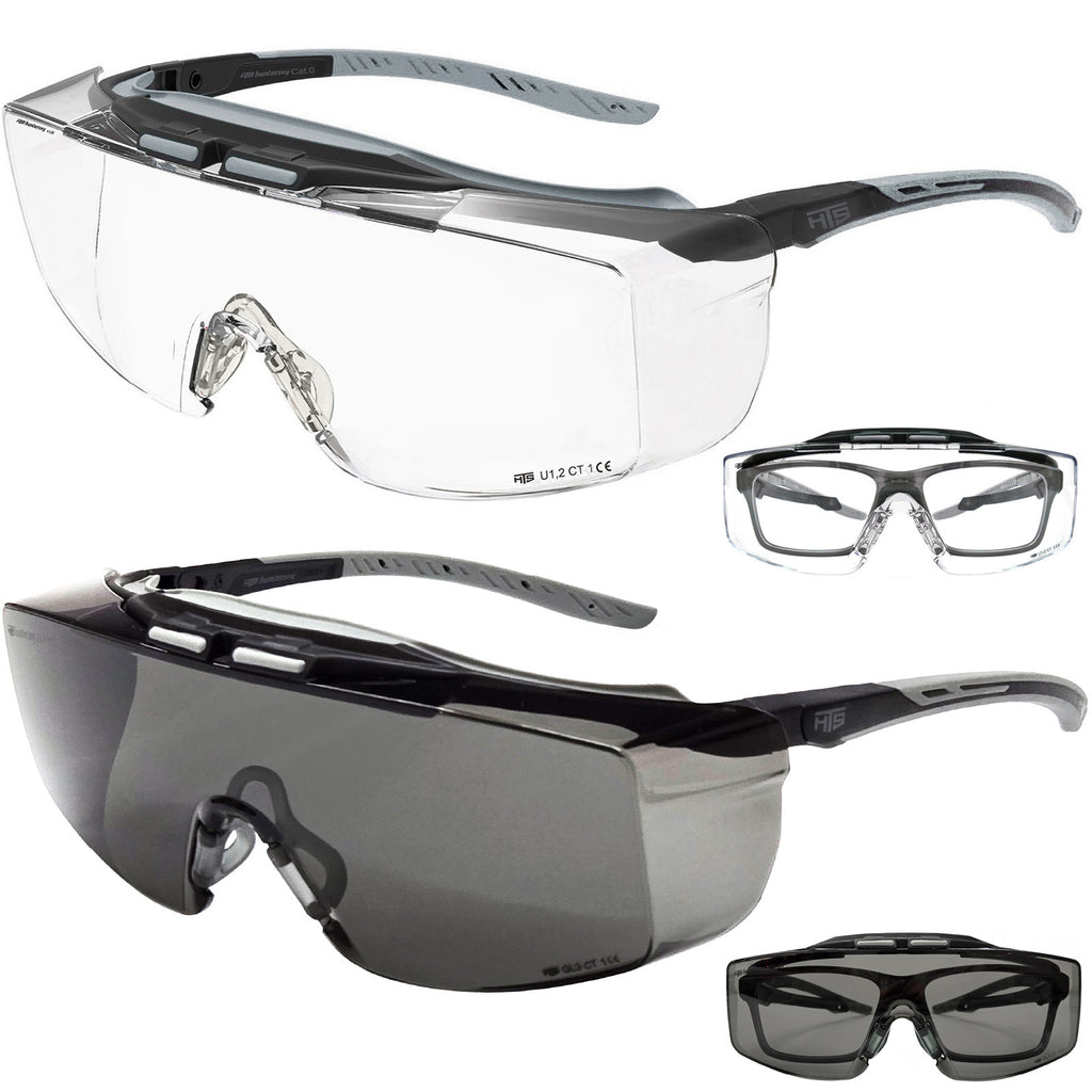 HTS HUNTERSKY 3906 ANSI Z87.1+ Anti Fog Lab Safety Glasses Fit Over Eyeglasses Up to 1.88 inch 100% UV Protective OTG Goggles