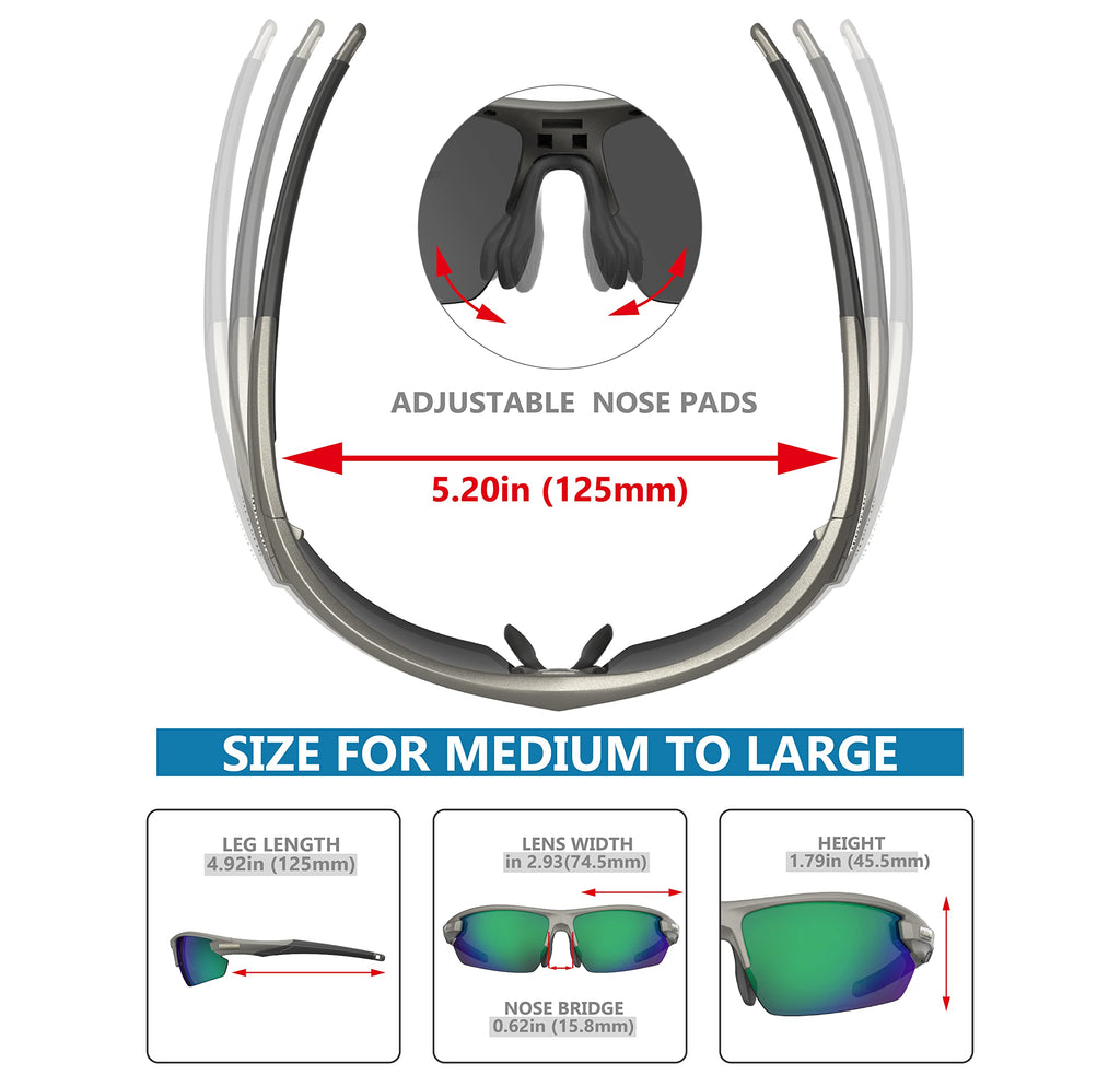 Living out your qool time J50 Mens Fishing Sunglasses Polarized for Women, UV400 Volleyball Running Driving Golfing Cycling Case Strap Full Pack