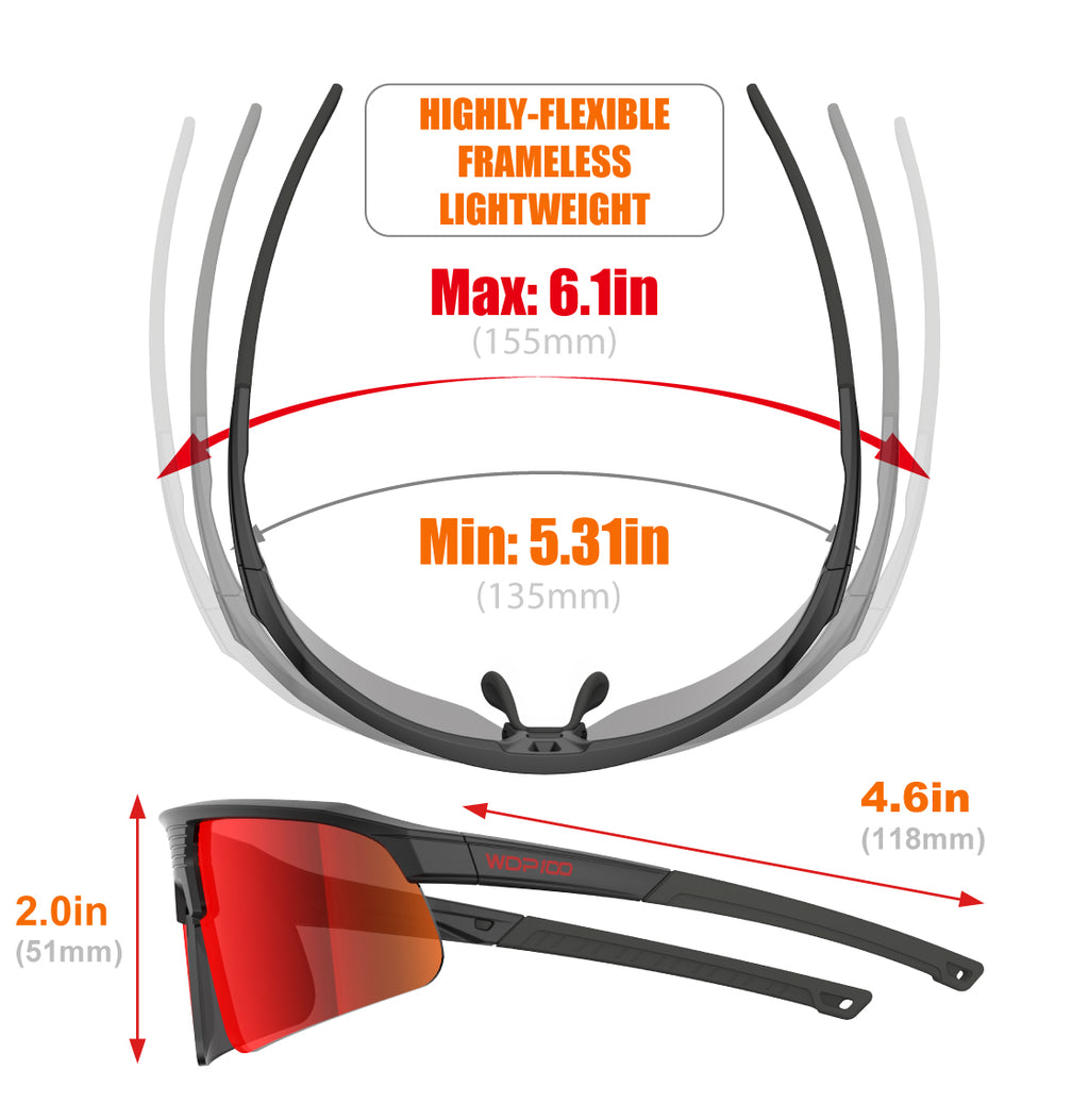 WDP100 Q217 Polarized Sports Sunglasses for Men Women UV400 Lightweight TR90 Cycling Running Baseball Hiking with Case Strap
