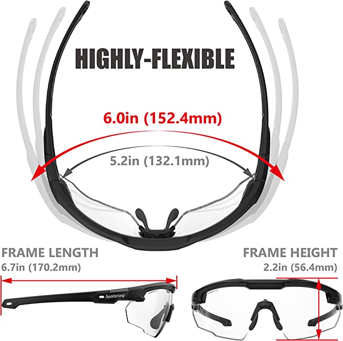 HTS HUNTERSKY S57 Ballistic Tactical Shooting Glasses ANSI Z87+ UV400 Protective Eyewear