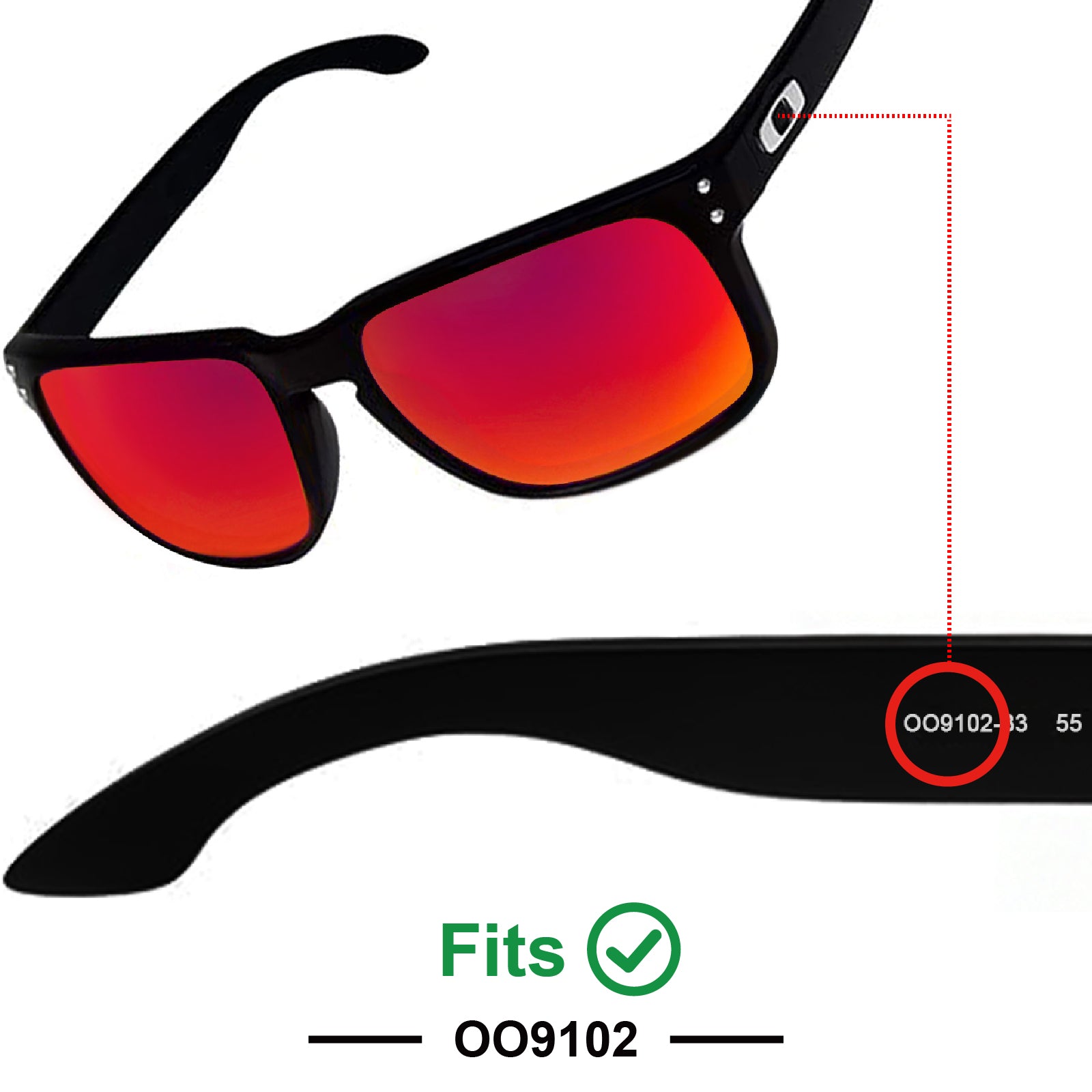 RY586 9102 Polarized Replacement Lenses for Oakley Holbrook OO9102 57mm UV Protection Impact Resistant Lens Compatible with 009102