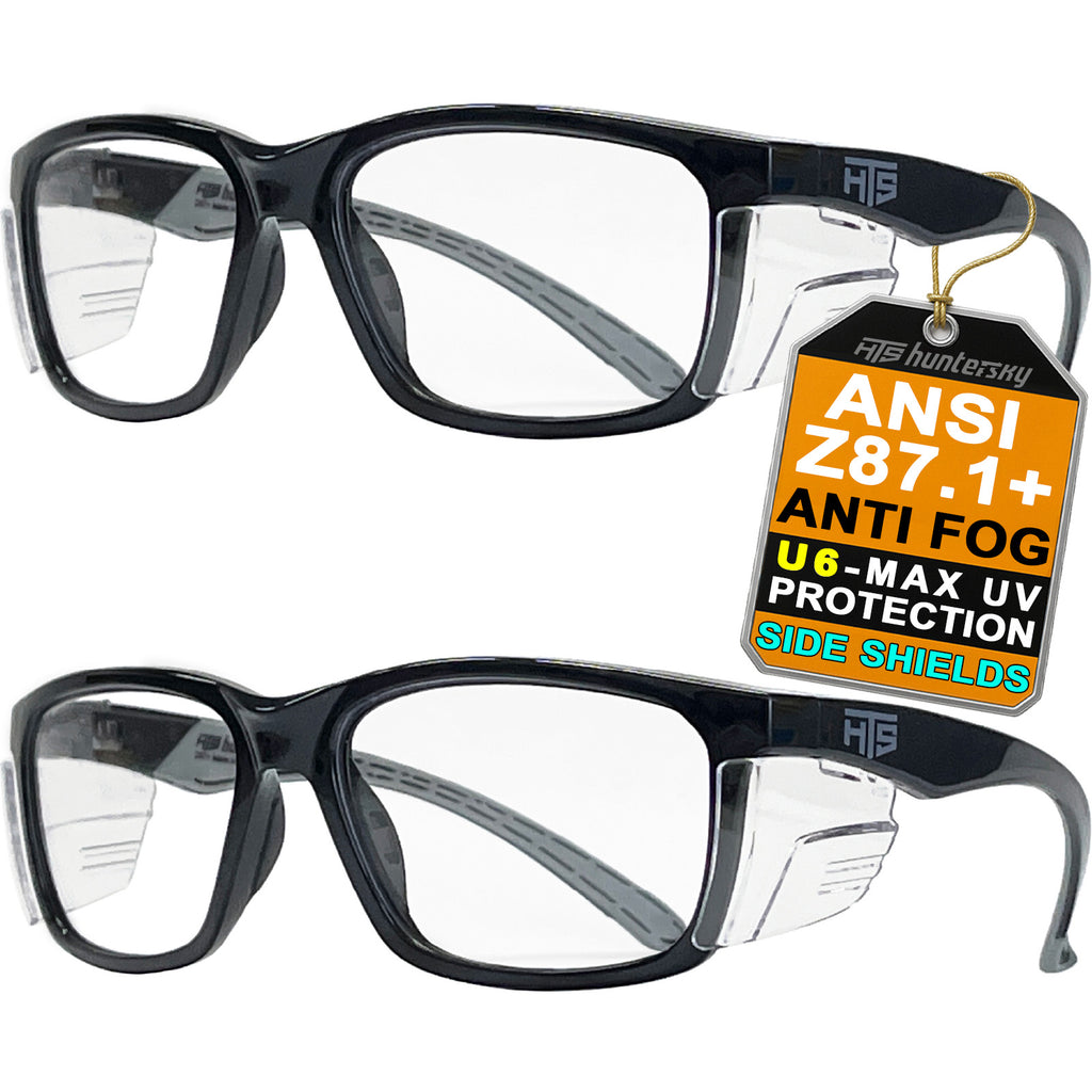 HTS HUNTERSKY E60 Anti-Fog Safety Glasses with Side Shields ANSI Z87 Eye Protection