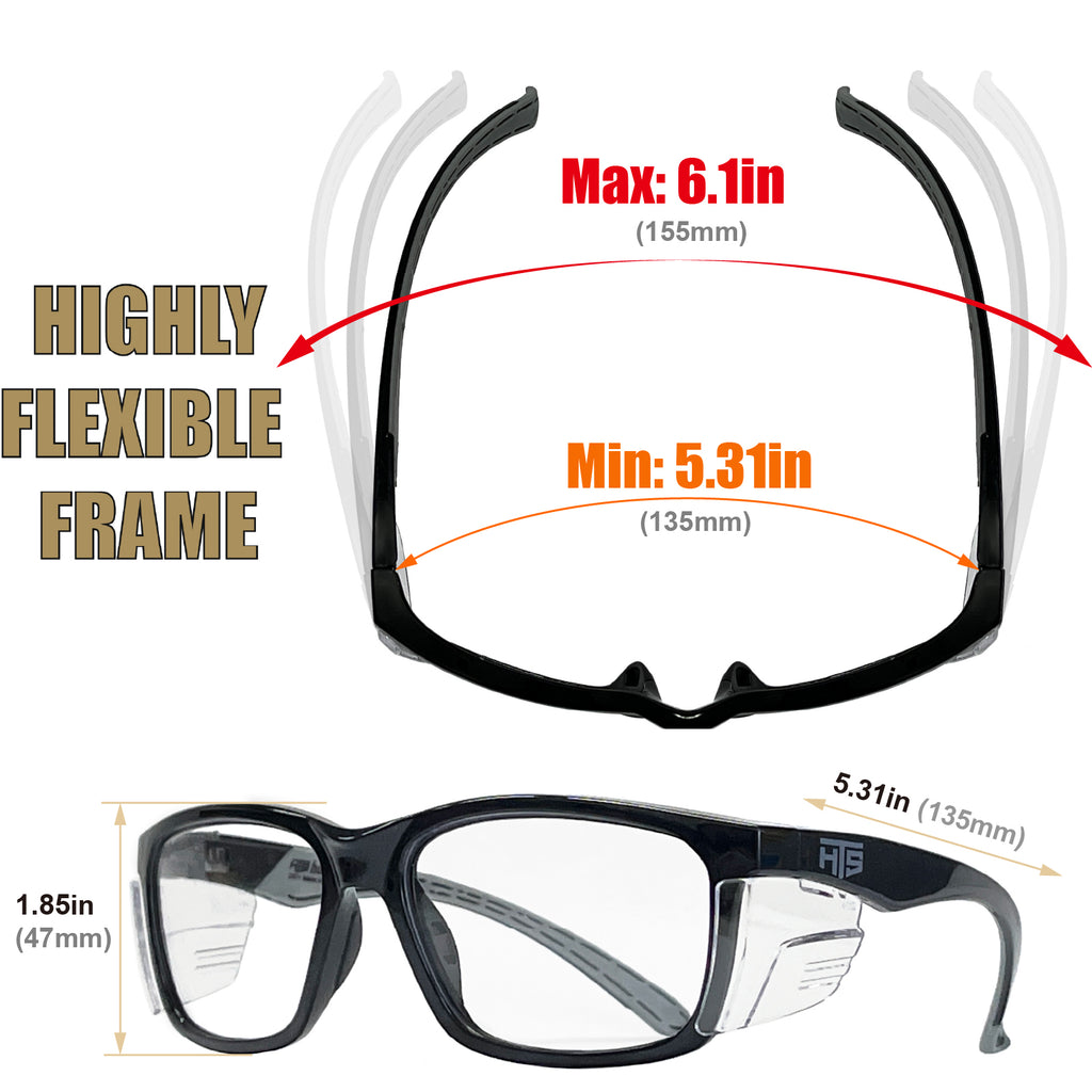 HTS HUNTERSKY E60 Anti-Fog Safety Glasses with Side Shields ANSI Z87 Eye Protection