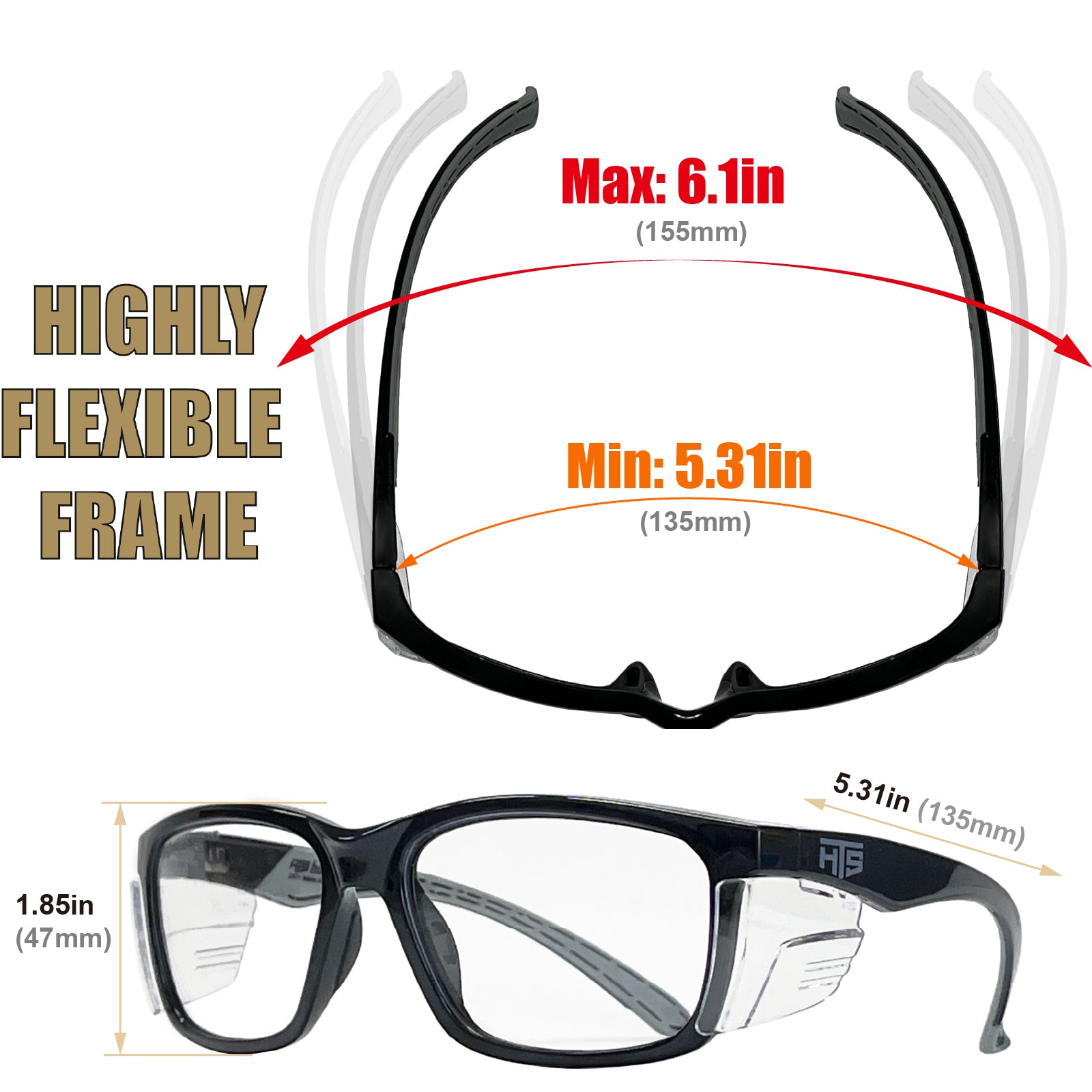 HTS HUNTERSKY E60 Anti-Fog Safety Glasses with Side Shields ANSI Z87 Eye Protection