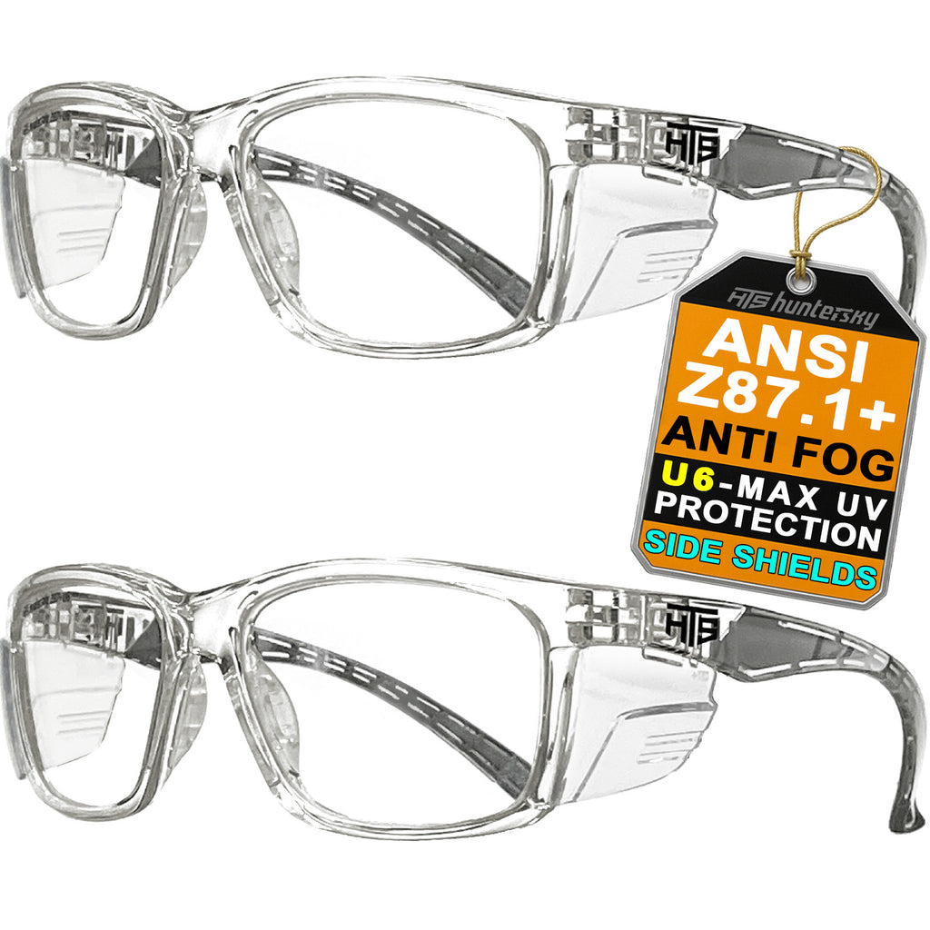 HTS HUNTERSKY E60 Anti-Fog Safety Glasses with Side Shields ANSI Z87 Eye Protection