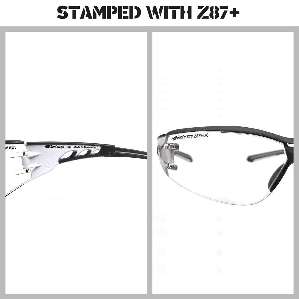 HTS HUNTERSKY E9532 Super Flexible Lightweight Anti Fog Wrap-Around U6 Clear Shooting Safety Glasses with ANSI Z87.1 Scratch Resist