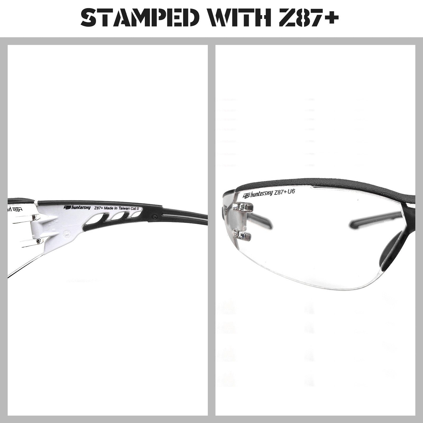 HTS HUNTERSKY E9532 Super Flexible Lightweight Anti Fog Wrap-Around U6 Clear Shooting Safety Glasses with ANSI Z87.1 Scratch Resist