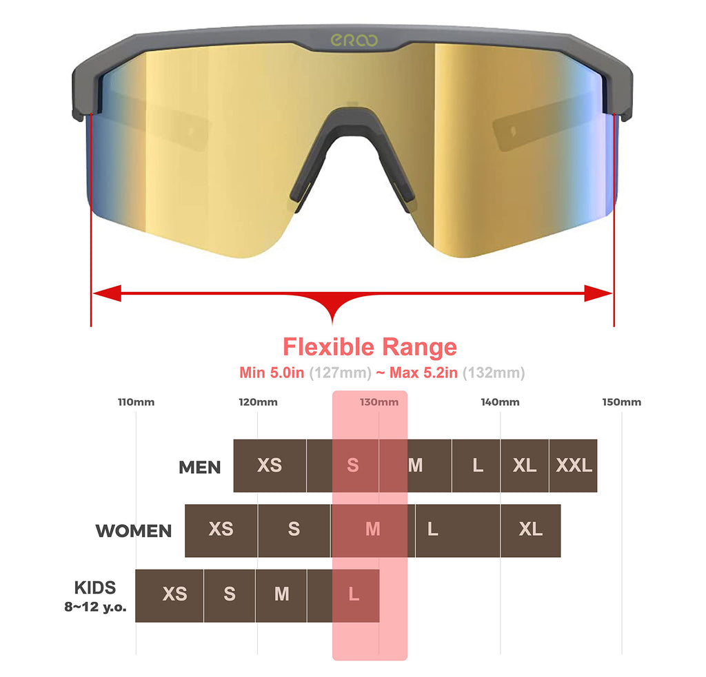 ER00 F24 Eazyrun Kids Polarized Sports Sunglasses for Age 8-12 Youth Baseball Softball Cycling Glasses UV Protection for Boy Girl