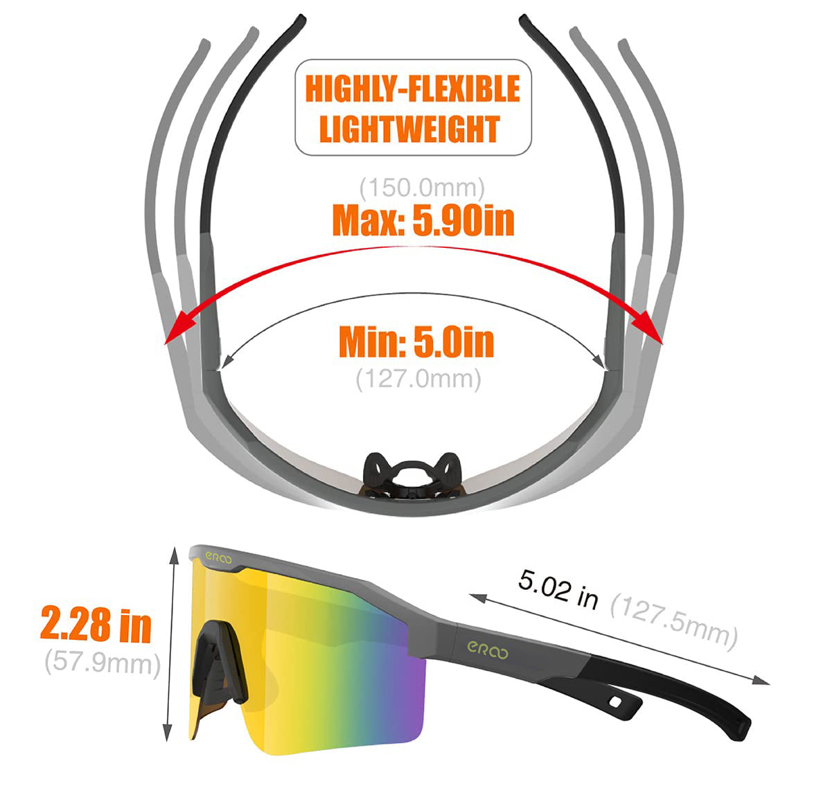 ER00 F24 Eazyrun Kids Polarized Sports Sunglasses for Age 8-12 Youth Baseball Softball Cycling Glasses UV Protection for Boy Girl