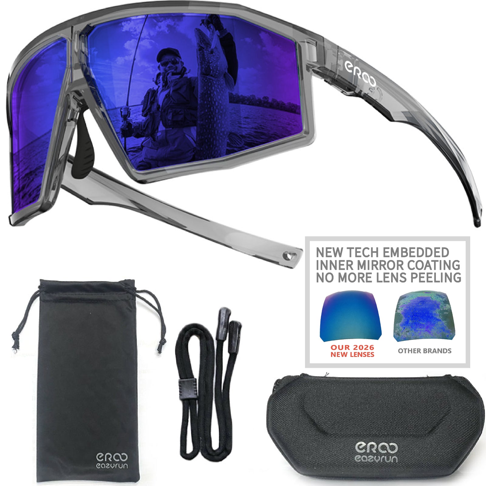ER00 F26 Polarized Sunglasses Women Men Saltwater Resistant Lenses NO RUBBED OFF OR PEELING MIRROR COATING