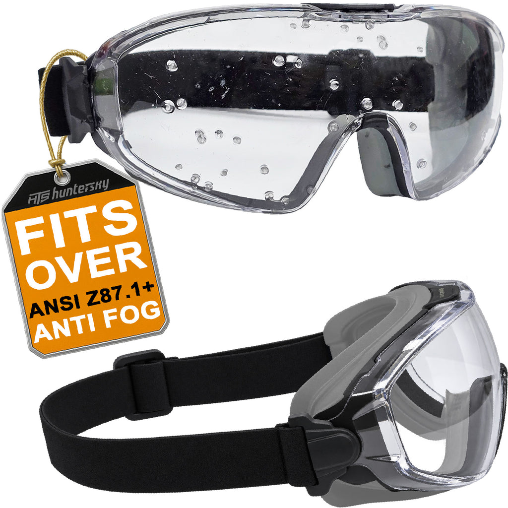HTS HUNTERSKY G5010 Anti-Fog Tinted Safety Goggles Over Glasses