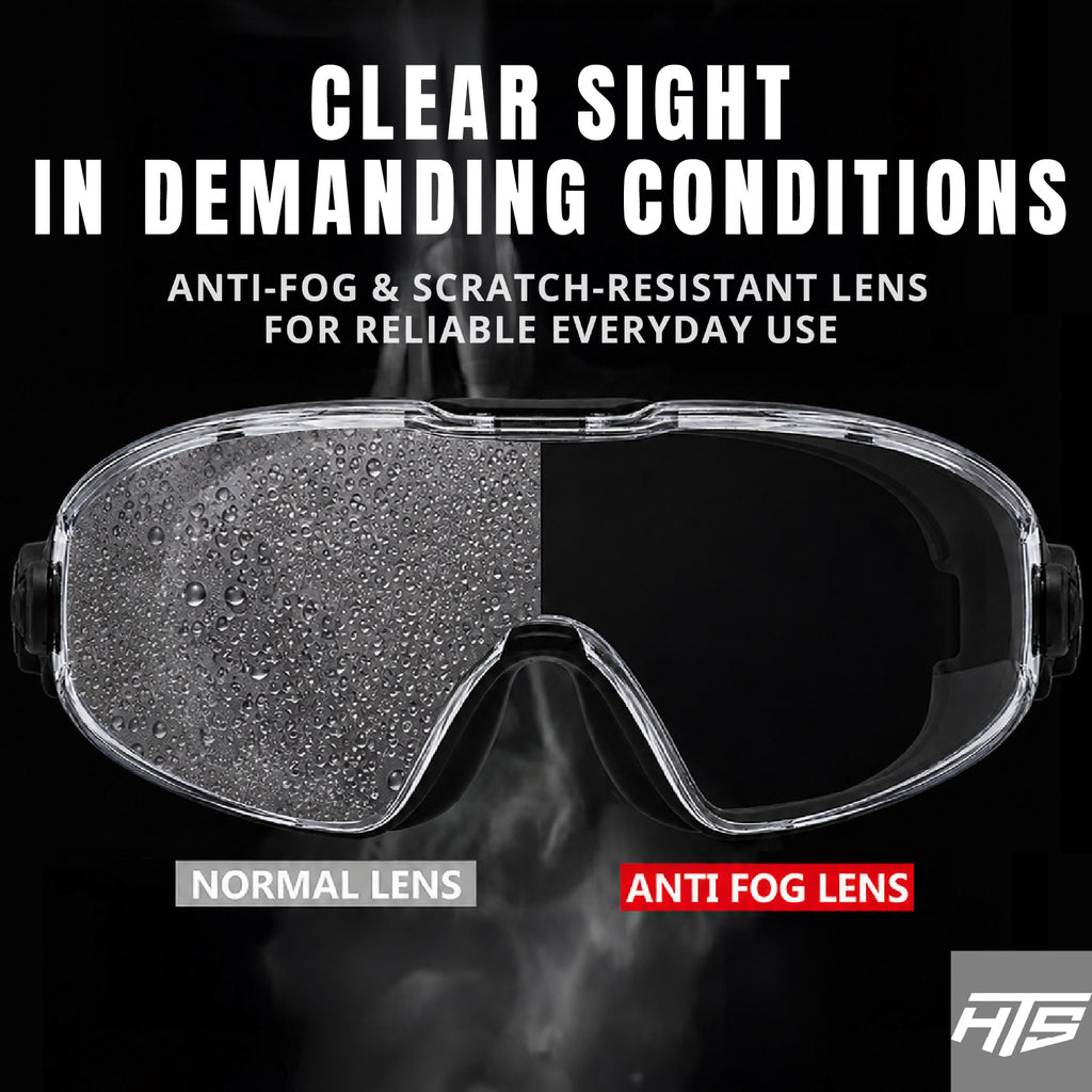 HTS HUNTERSKY G5010 Anti-Fog Tinted Safety Goggles Over Glasses
