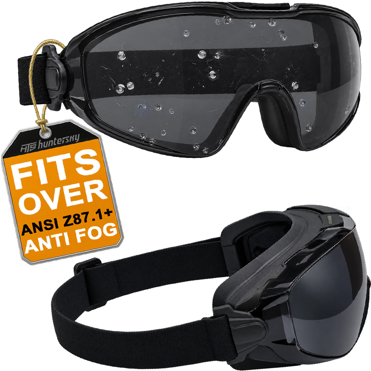 HTS HUNTERSKY G5010 Anti-Fog Tinted Safety Goggles Over Glasses