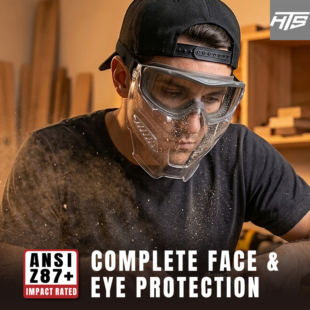 HTS HUNTERSKY G5090 Full Face Shield Over Glasses Anti-Fog Safety Goggles
