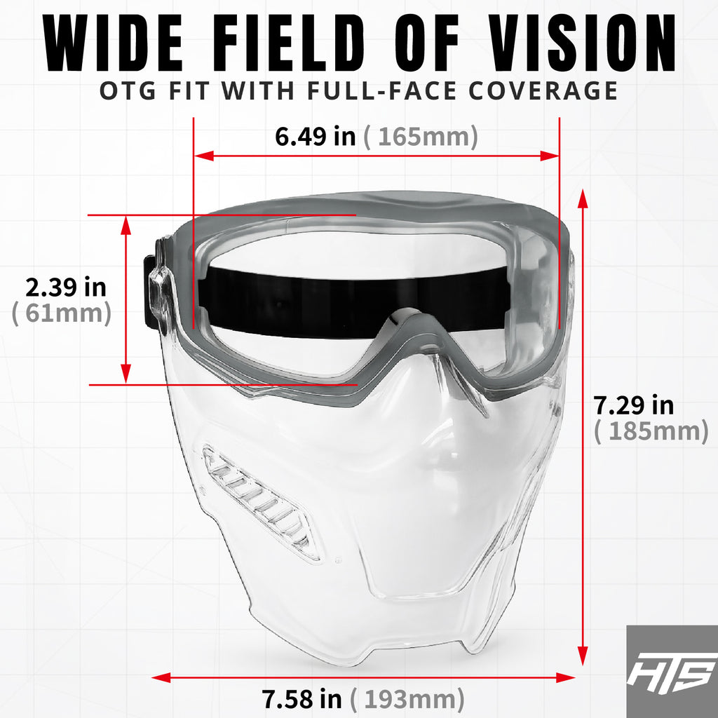 HTS HUNTERSKY G5090 Full Face Shield Over Glasses Anti-Fog Safety Goggles