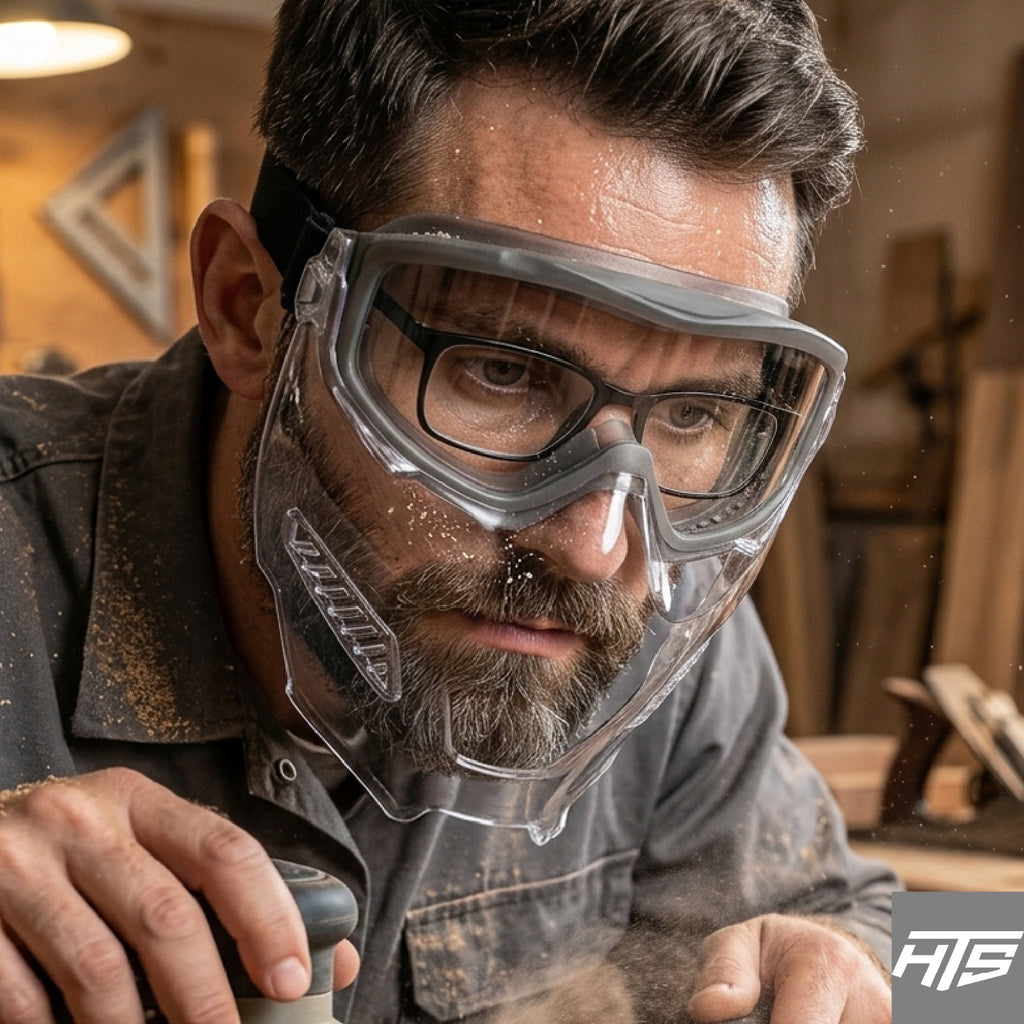 HTS HUNTERSKY G5090 Full Face Shield Over Glasses Anti-Fog Safety Goggles