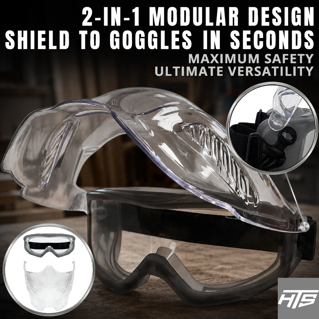 HTS HUNTERSKY G5090 Full Face Shield Over Glasses Anti-Fog Safety Goggles