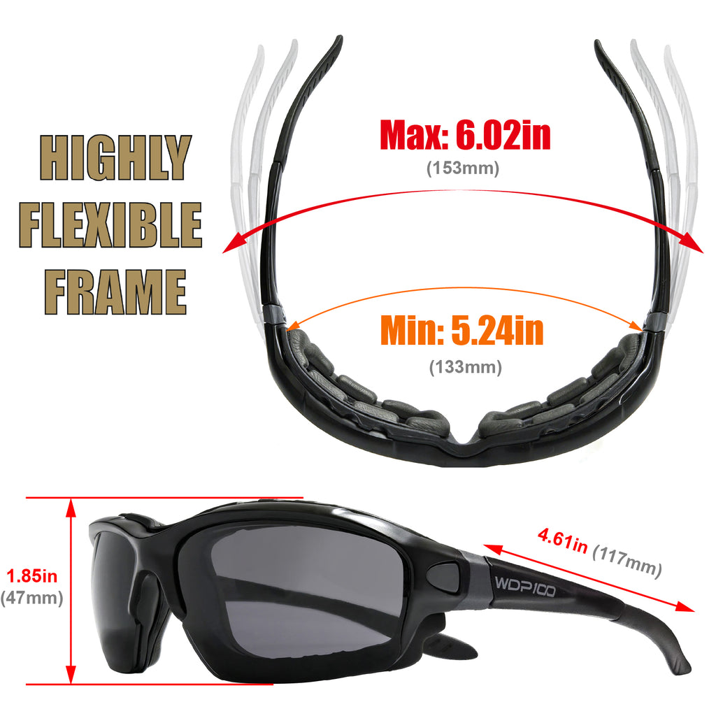 WDP100 G772 Motorcycle Riding Glasses Removable Foam Goggles with Strap for Powersports UTV Windproof Off Road