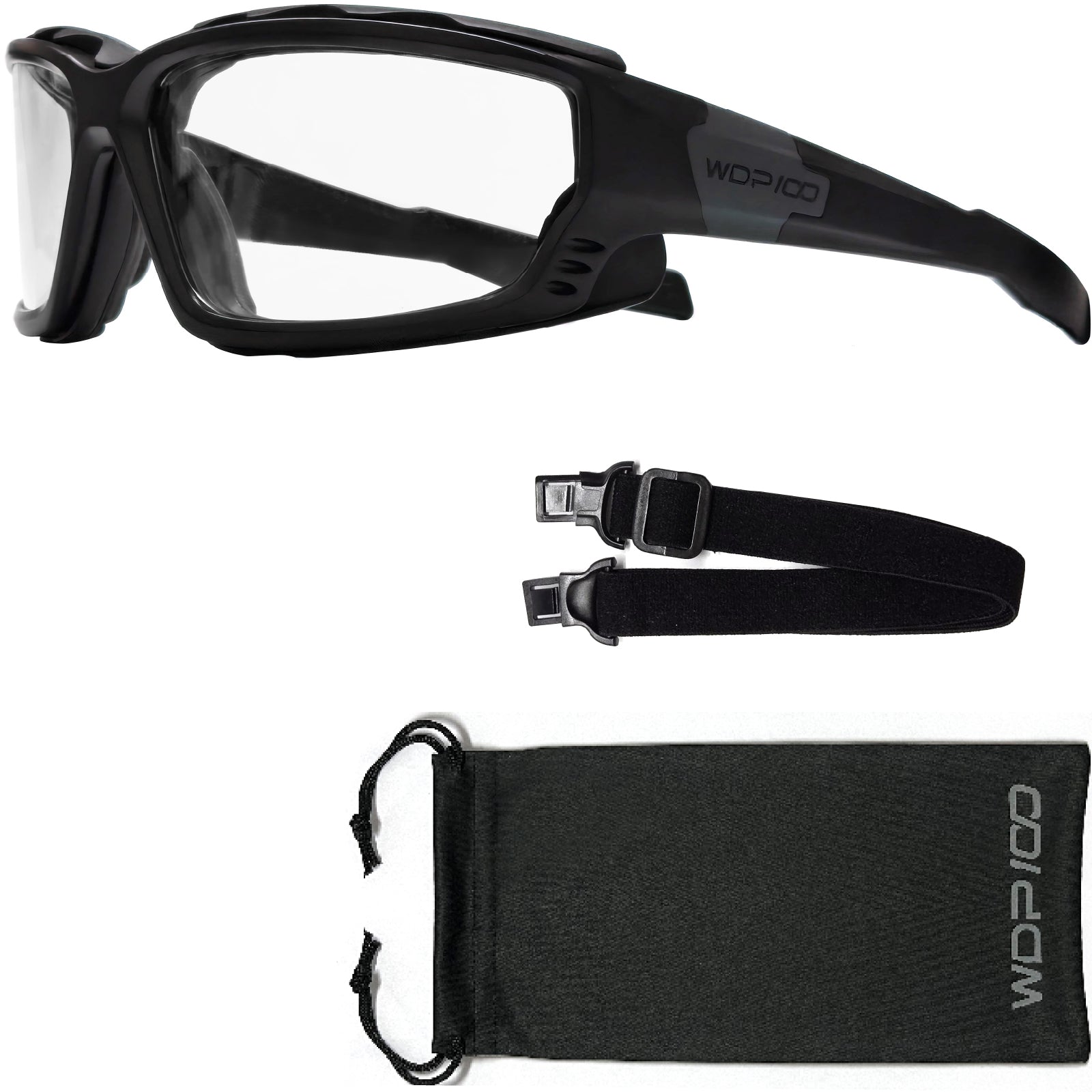 WDP100 GK20 Motorcycle Riding Glasses Inner Foam Gasket Goggles with Strap for Powersports UTV Windproof
