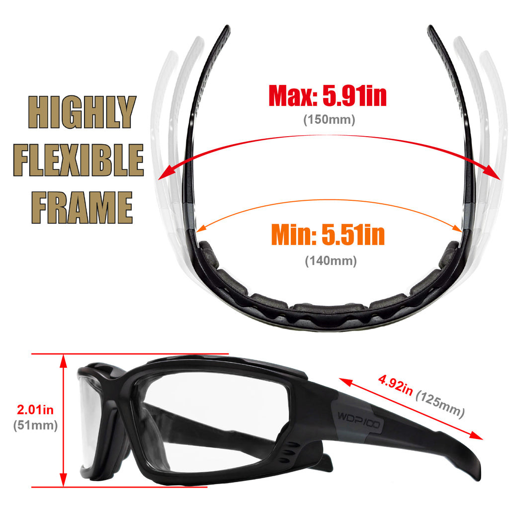 WDP100 GK20 Motorcycle Riding Glasses Inner Foam Gasket Goggles with Strap for Powersports UTV Windproof