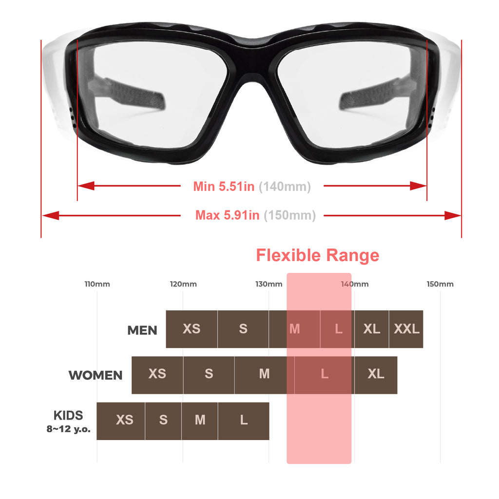 WDP100 GK20 Motorcycle Riding Glasses Inner Foam Gasket Goggles with Strap for Powersports UTV Windproof