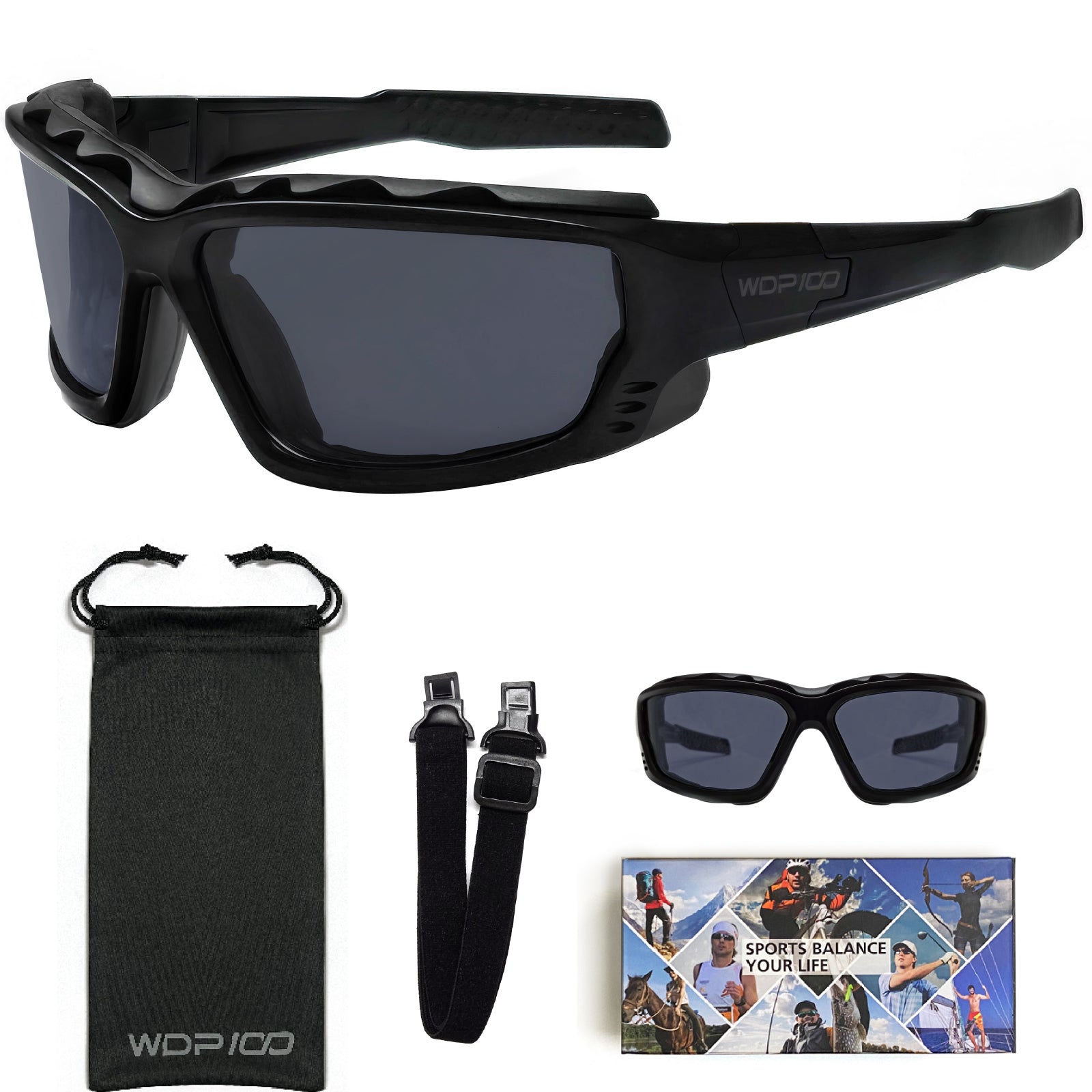 WDP100 GK20 Motorcycle Riding Glasses Inner Foam Gasket Goggles with Strap for Powersports UTV Windproof