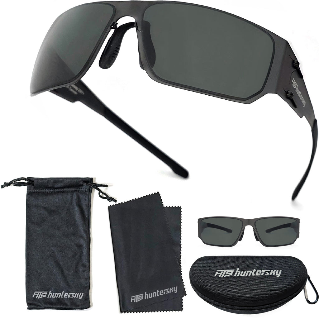 HTS HUNTERSKY M02 0.6 thin Japanese 301 Stainless Steel lightweight MILSPEC 2.5mm Thickness Impact Polarized Anti Fog Glasses
