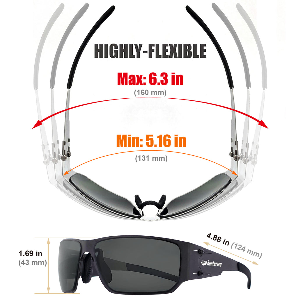 HTS HUNTERSKY M02 0.6 thin Japanese 301 Stainless Steel lightweight MILSPEC 2.5mm Thickness Impact Polarized Anti Fog Glasses