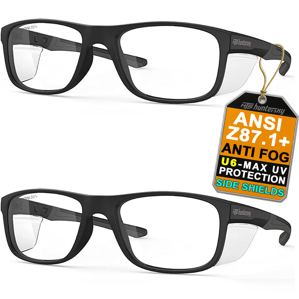 HTS HUNTERSKY P11 TR90NZZ Safety Glasses with Side Shield Small Size Women Men ANSI Z87 Anti Fog Scratch Resistant Lab Pickleball