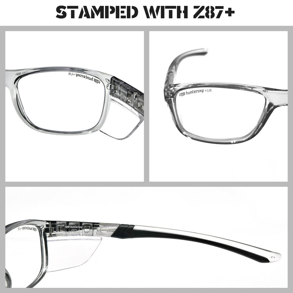 HTS HUNTERSKY P11 TR90NZZ Safety Glasses with Side Shield Small Size Women Men ANSI Z87 Anti Fog Scratch Resistant Lab Pickleball