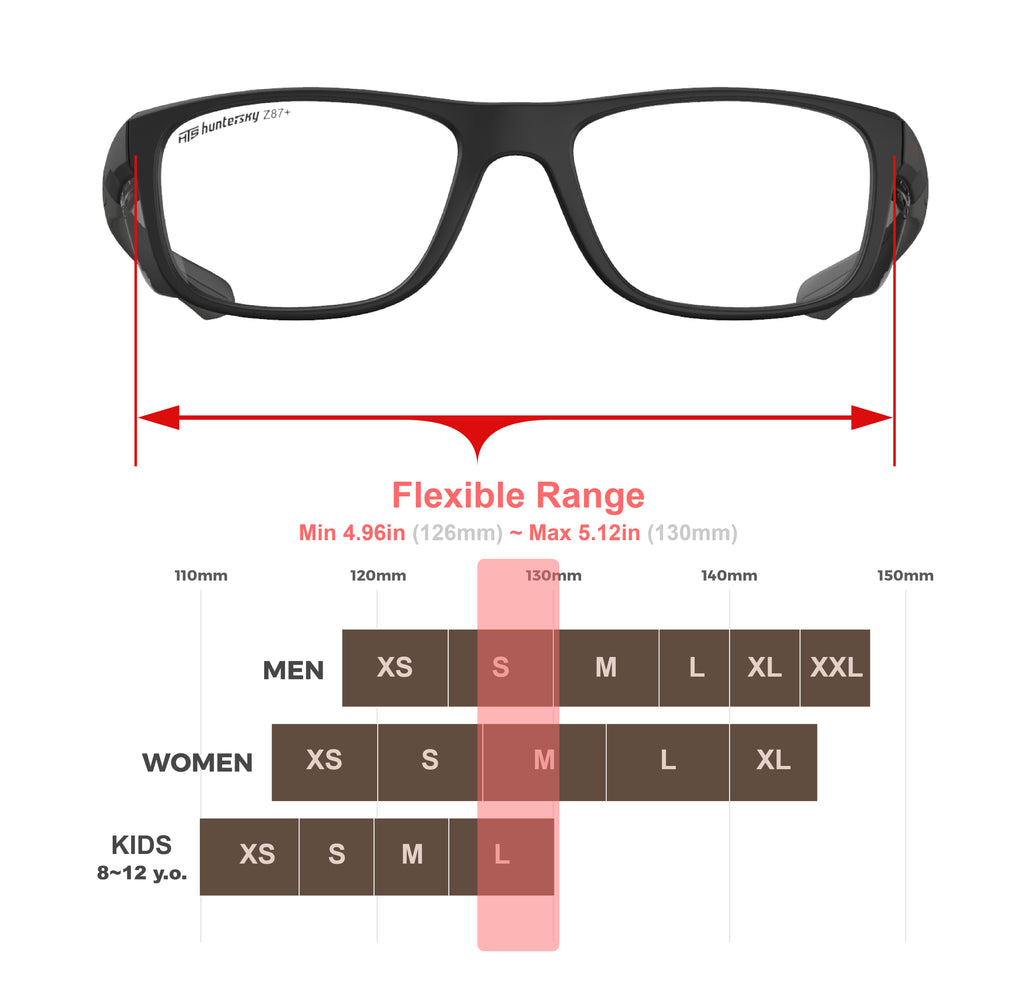 HTS HUNTERSKY P11 TR90NZZ Safety Glasses with Side Shield Small Size Women Men ANSI Z87 Anti Fog Scratch Resistant Lab Pickleball