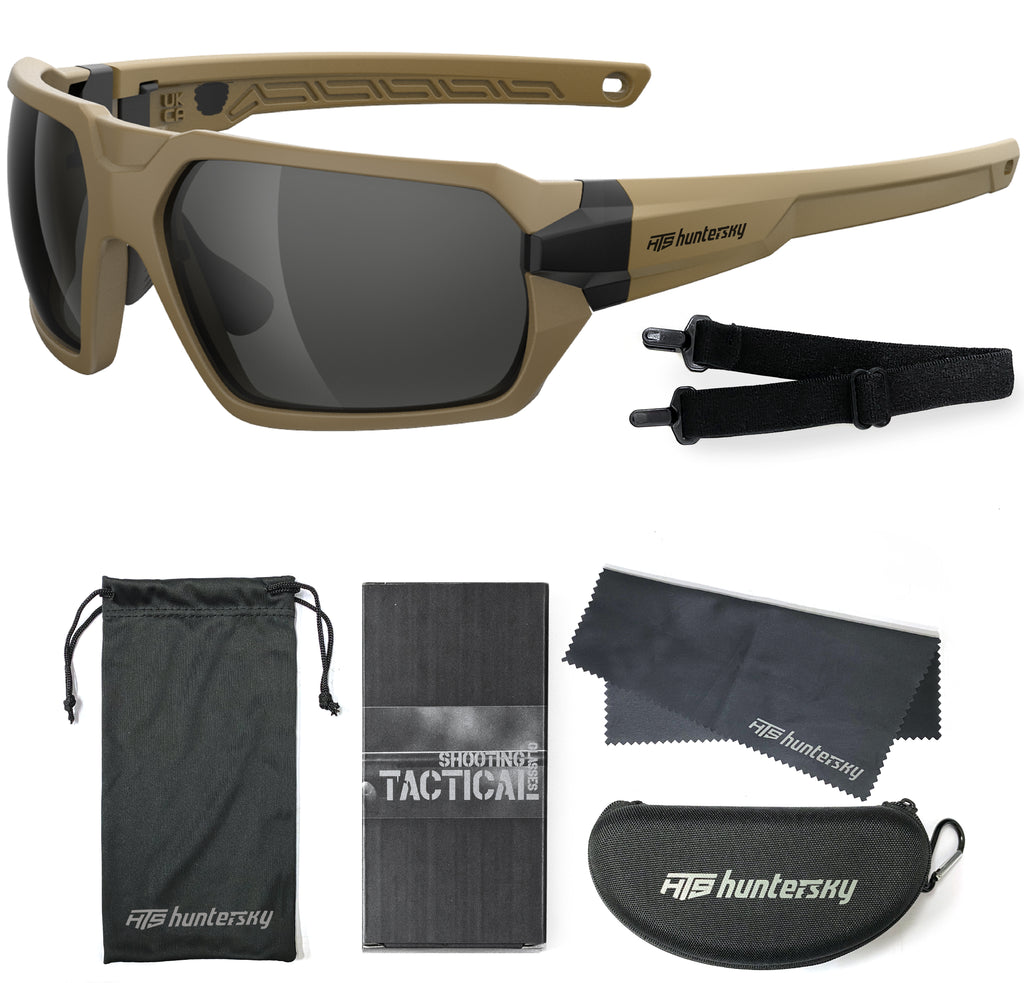 HTS HUNTERSKY Q37 Ballistic Tactical Impact Protection Anti Fog Shooting Glasses Military Grade Airsoft Range