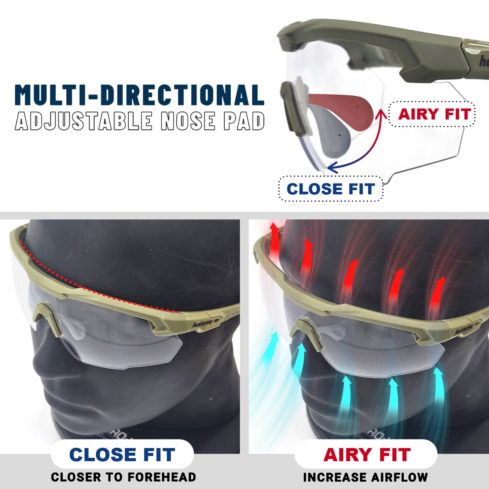 HTS HUNTERSKY Q37 Ballistic Tactical Impact Protection Anti Fog Shooting Glasses Military Grade Airsoft Range