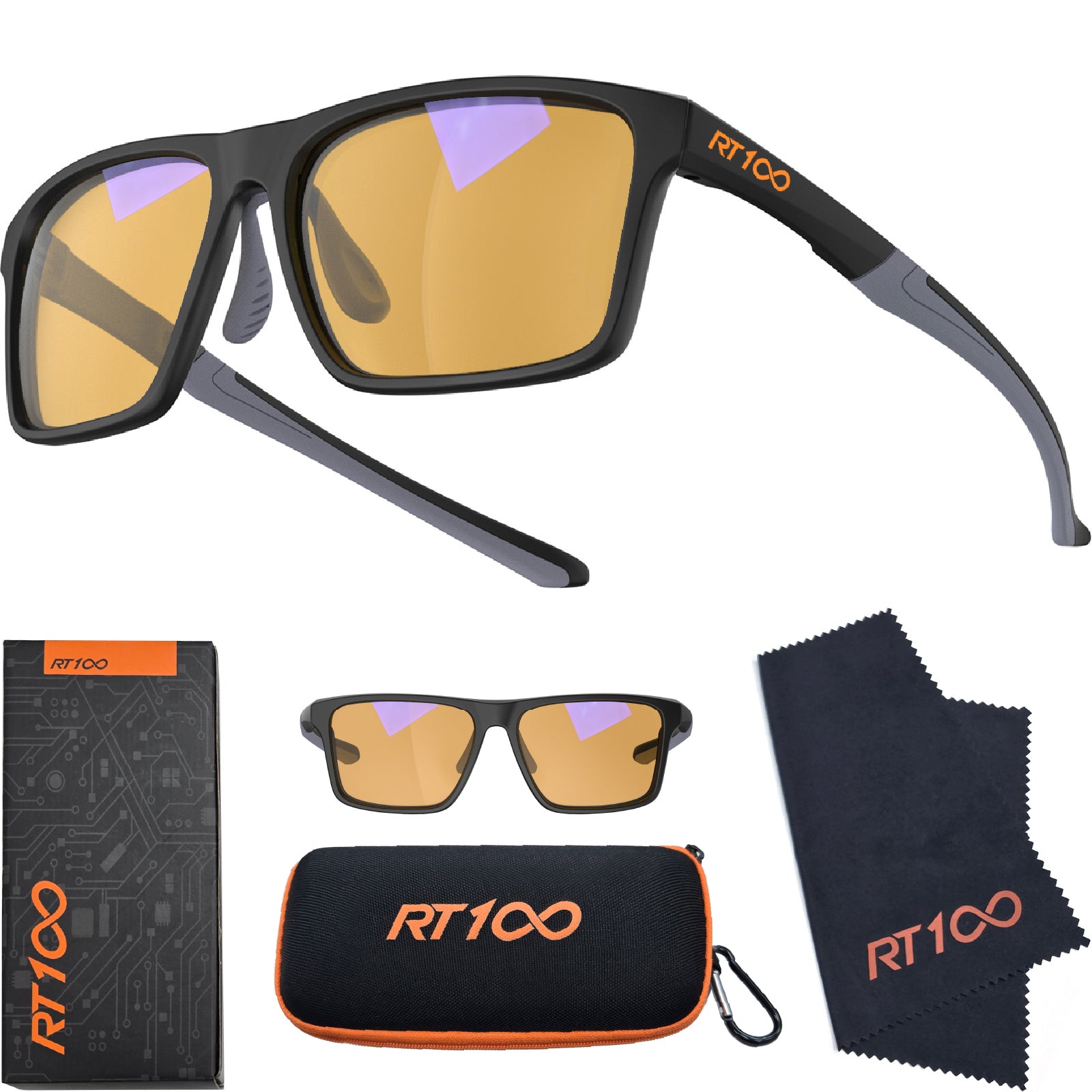 RT100 P1AG HD Premium Gaming and Computer Screen Glasses Blue Light Blocking 93% Reduce Glare Anti Eyestrain High Contrast High Definition UV580 nm