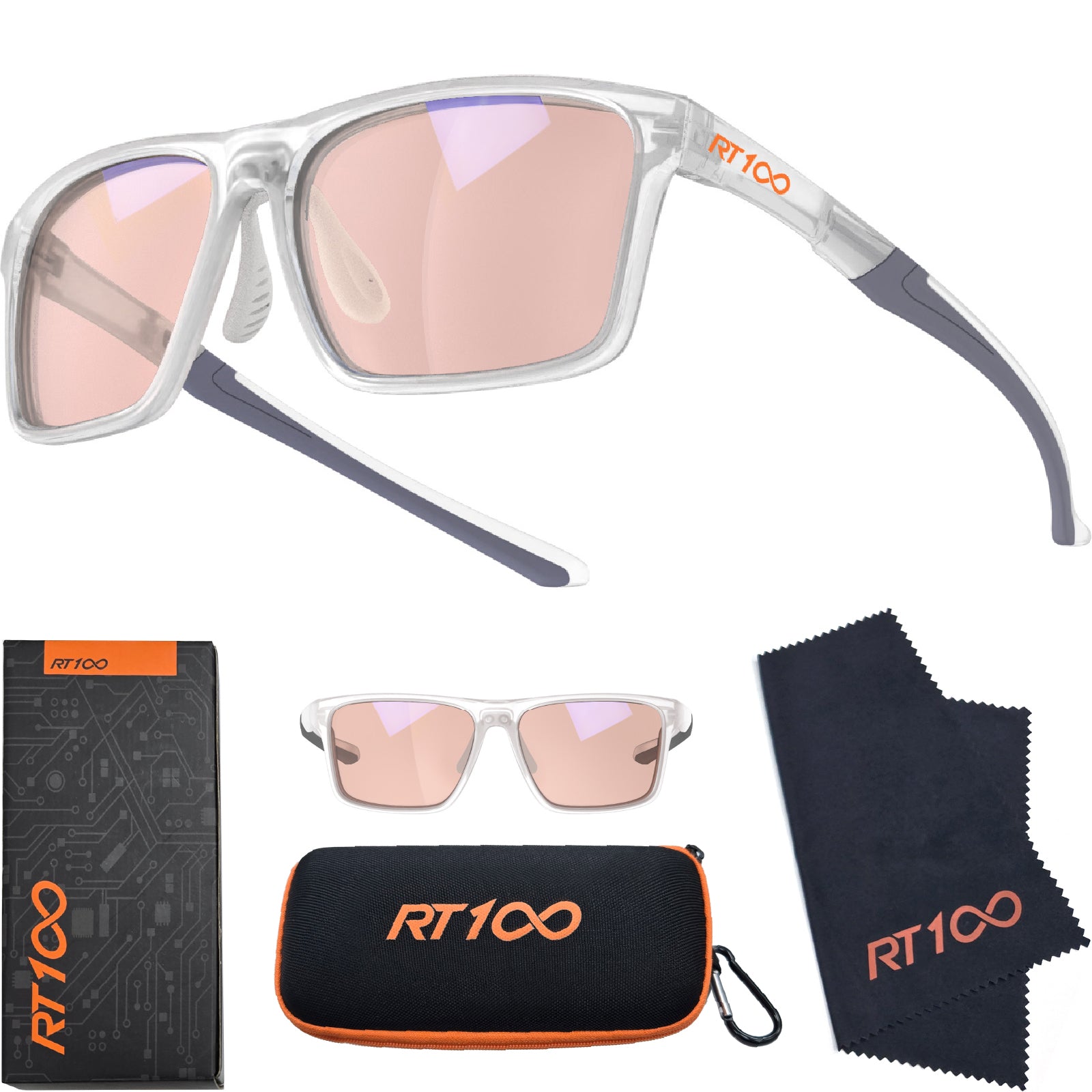 RT100 P1AG HD Premium Gaming and Computer Screen Rose Tint Glasses Blue Light Blocking 78% Reduce Glare Anti Eyestrain P1AG