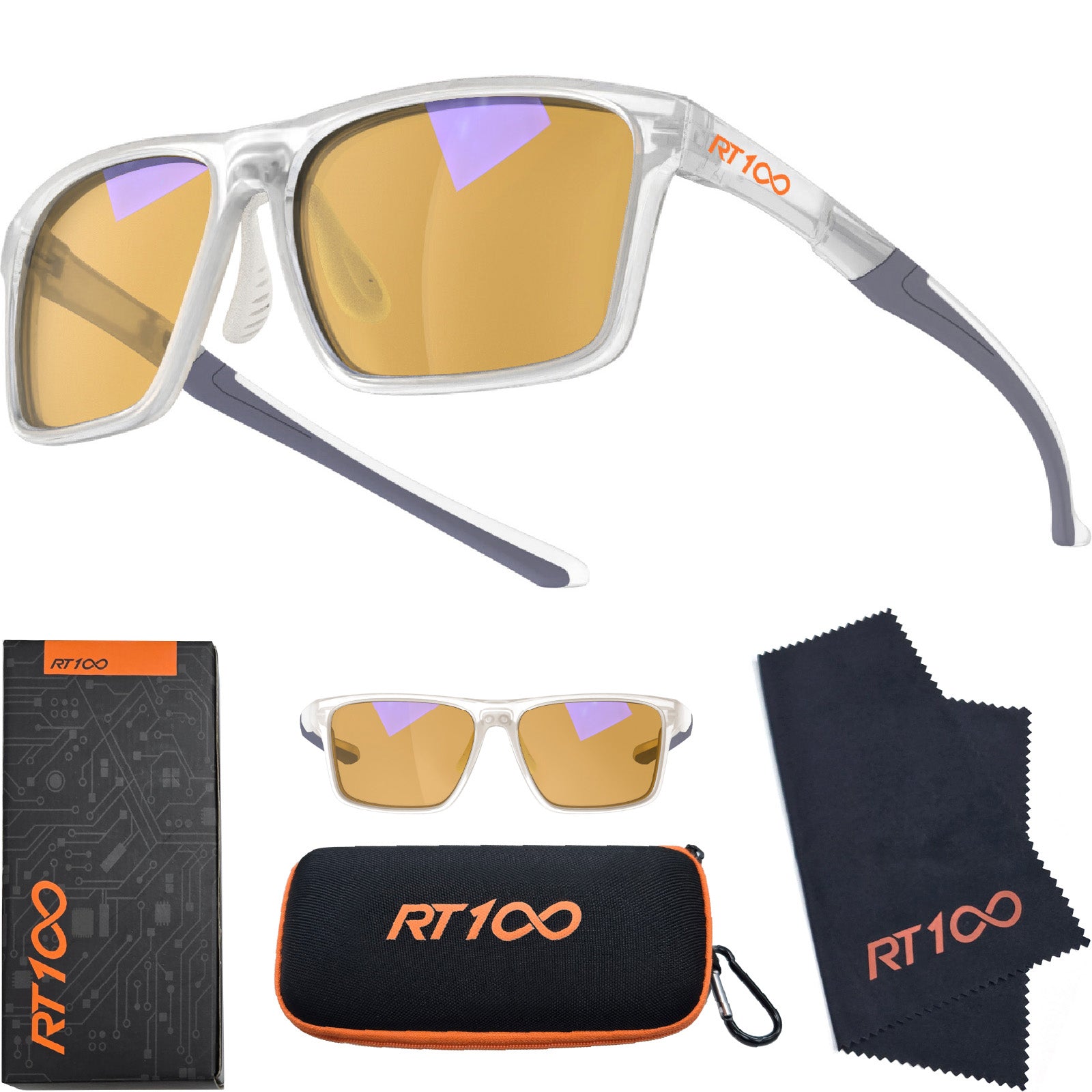 RT100 P1AG HD Premium Gaming and Computer Screen Glasses Blue Light Blocking 93% Reduce Glare Anti Eyestrain High Contrast High Definition UV580 nm