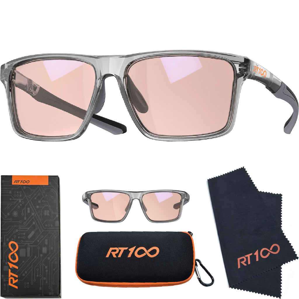 RT100 P1AG HD Premium Gaming and Computer Screen Rose Tint Glasses Blue Light Blocking 78% Reduce Glare Anti Eyestrain P1AG