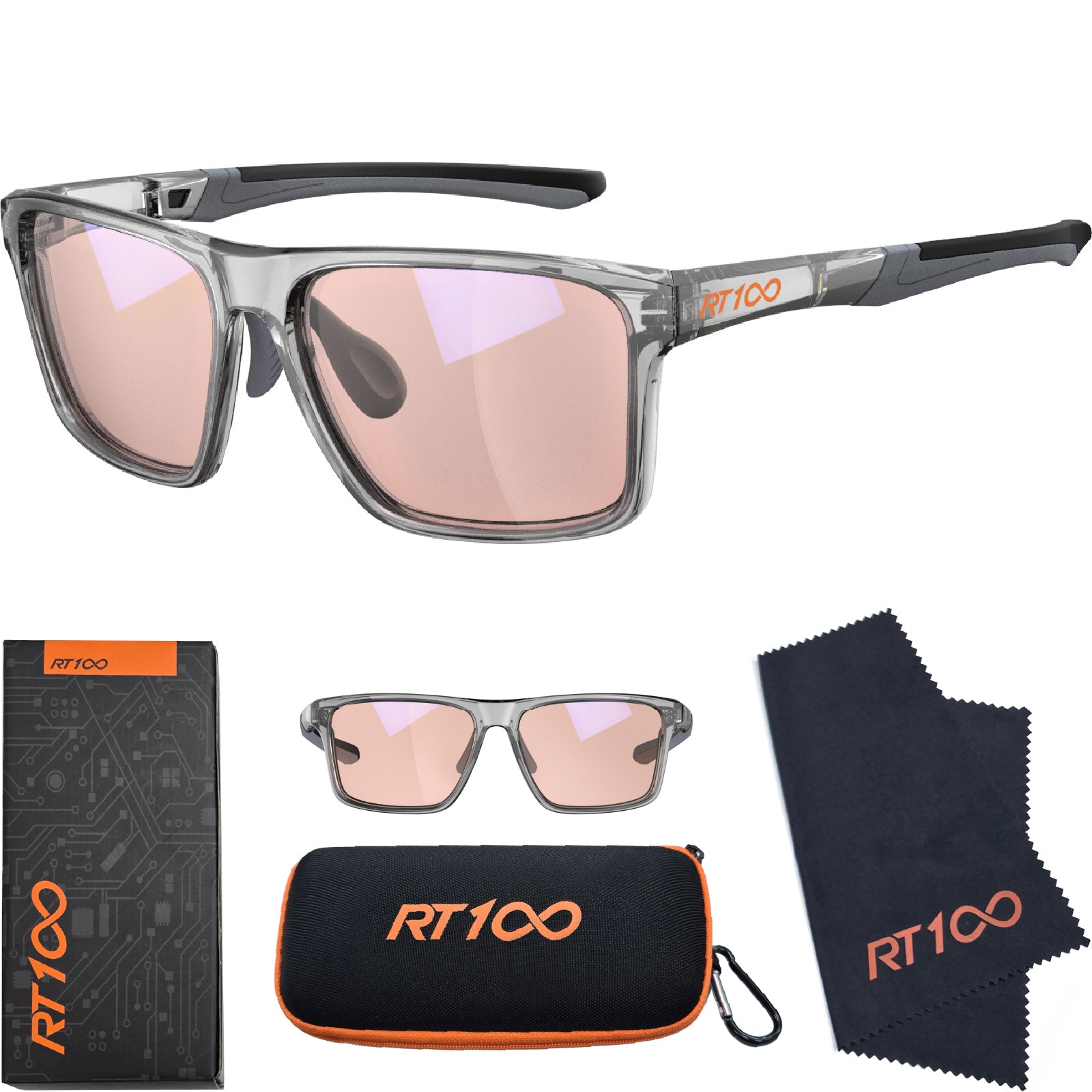 RT100 P1AG HD Premium Gaming and Computer Screen Rose Tint Glasses Blue Light Blocking 78% Reduce Glare Anti Eyestrain P1AG