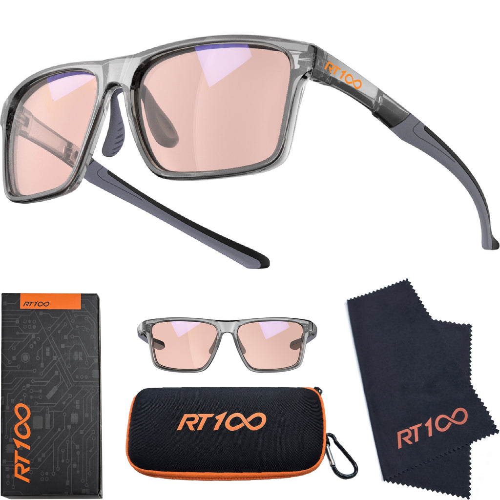 RT100 P1AG HD Premium Gaming and Computer Screen Rose Tint Glasses Blue Light Blocking 78% Reduce Glare Anti Eyestrain P1AG