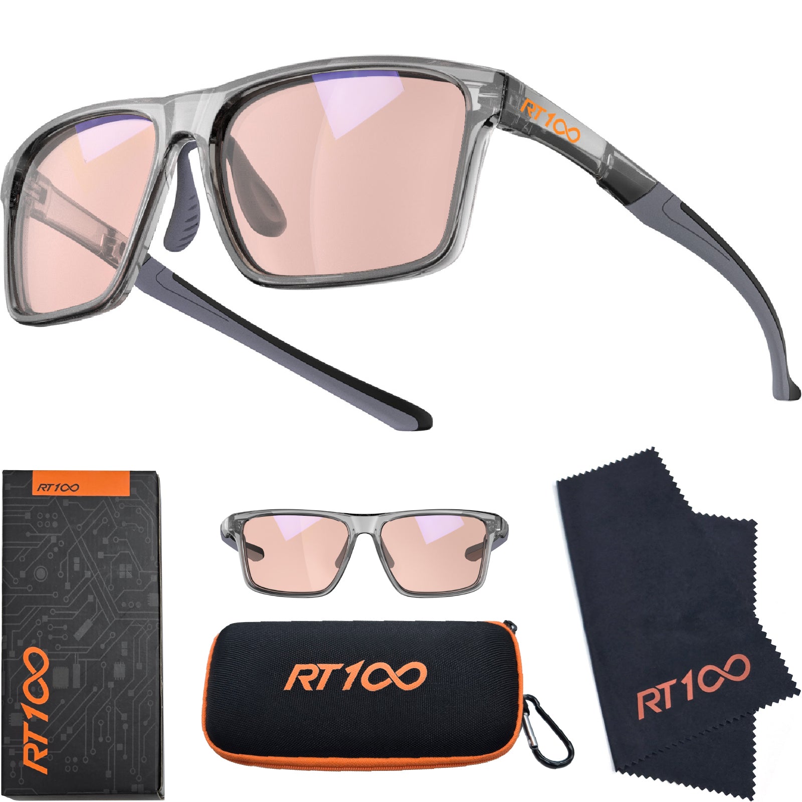 RT100 P1AG HD Premium Gaming and Computer Screen Rose Tint Glasses Blue Light Blocking 78% Reduce Glare Anti Eyestrain P1AG