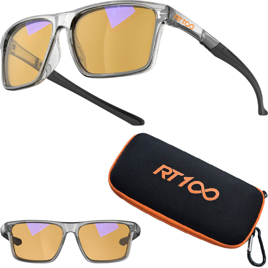 RT100 P1AG HD Premium Gaming and Computer Screen Glasses Blue Light Blocking 93% Reduce Glare Anti Eyestrain High Contrast High Definition UV580 nm