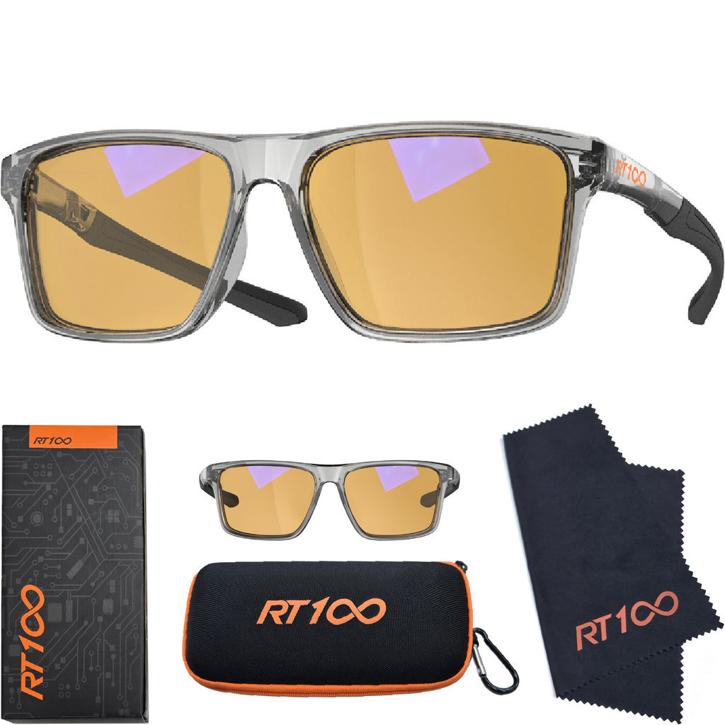 RT100 P1AG HD Premium Gaming and Computer Screen Glasses Blue Light Blocking 93% Reduce Glare Anti Eyestrain High Contrast High Definition UV580 nm