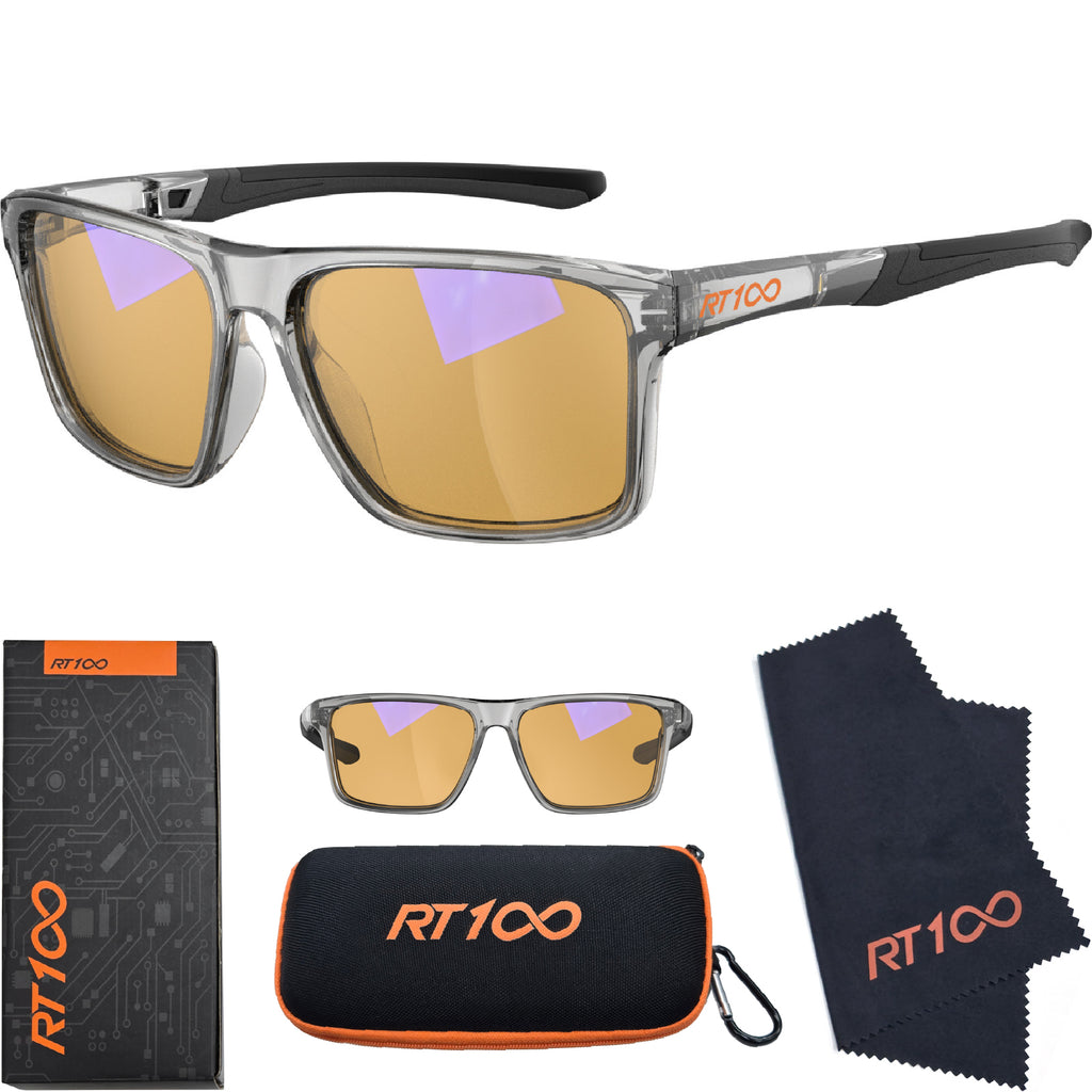 RT100 P1AG HD Premium Gaming and Computer Screen Glasses Blue Light Blocking 93% Reduce Glare Anti Eyestrain High Contrast High Definition UV580 nm