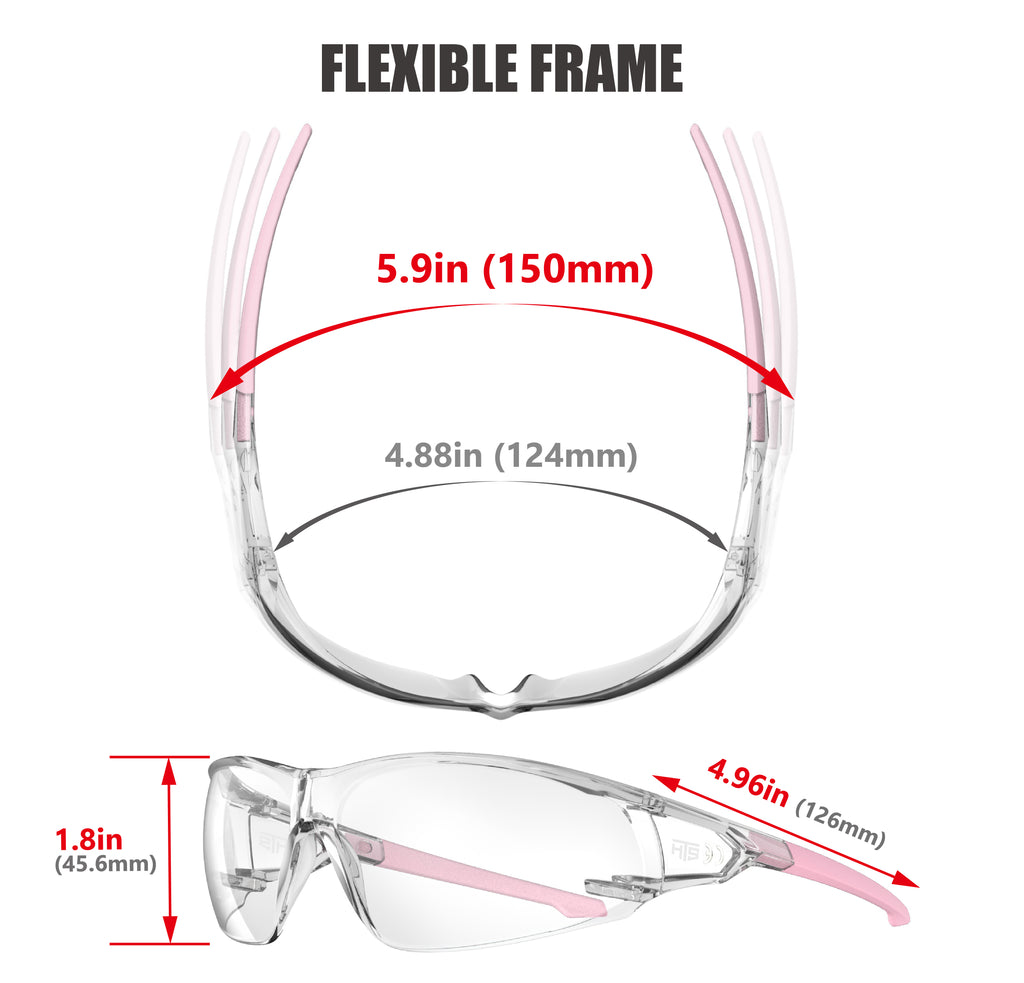 HTS HUNTERSKY S239 Protective Clear pink Small Safety Glasses women youth protecting eyes from wind dust proof night bike riding cycling running lab chemistry goggles